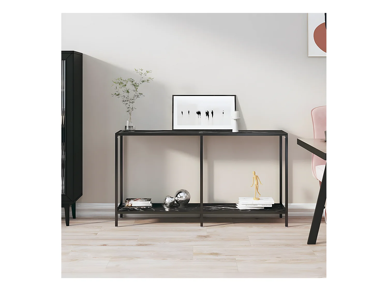 Table console Noir 140x35x75,5 cm Verre trempé GHR77681