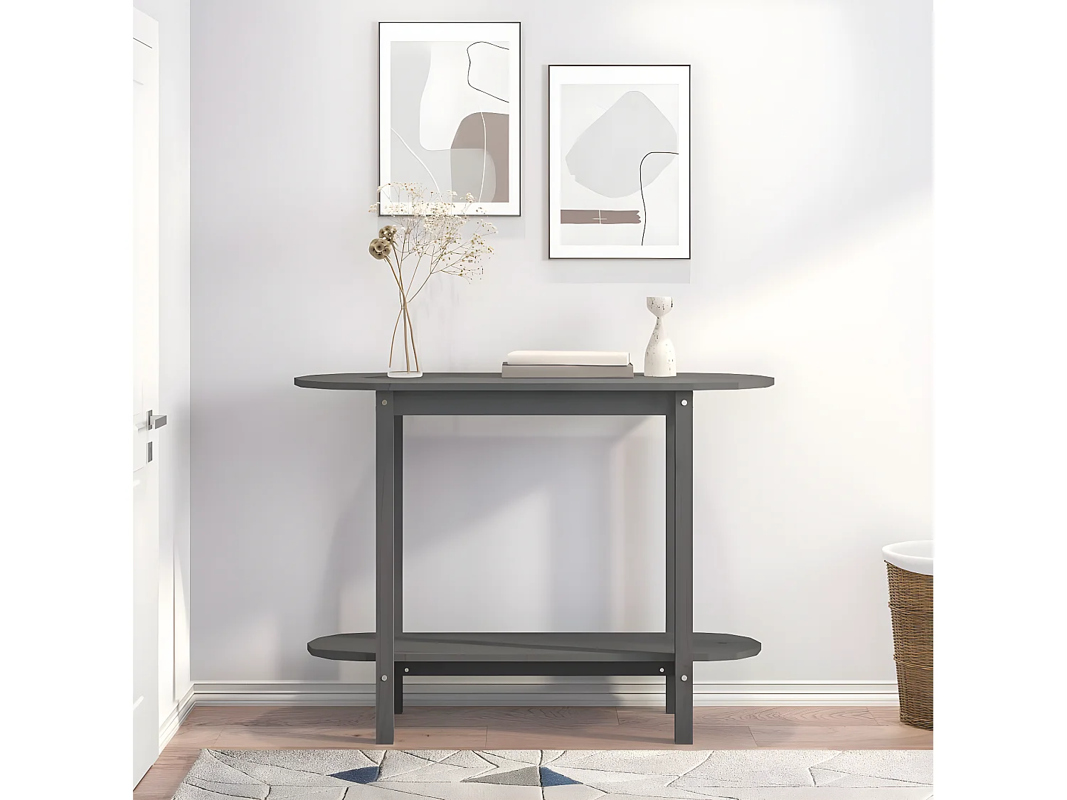 Mesa consola de madera maciza de pino gris 110x40x80 cm ES668338