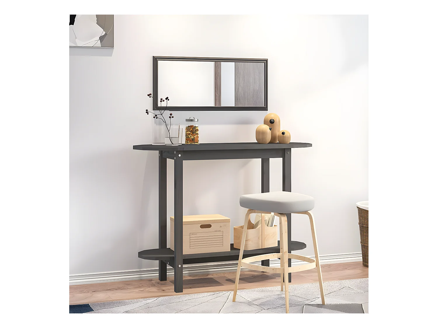 Table console Gris 110x40x80 cm Bois massif de pin GHR68638