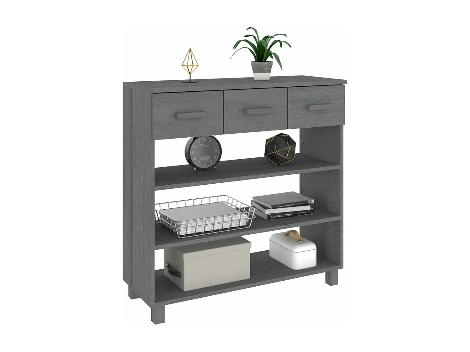 Konsolentisch,Flurtisch HAMAR Dunkelgrau 90x35x90 cm Massivholz Kiefer -gkd205798