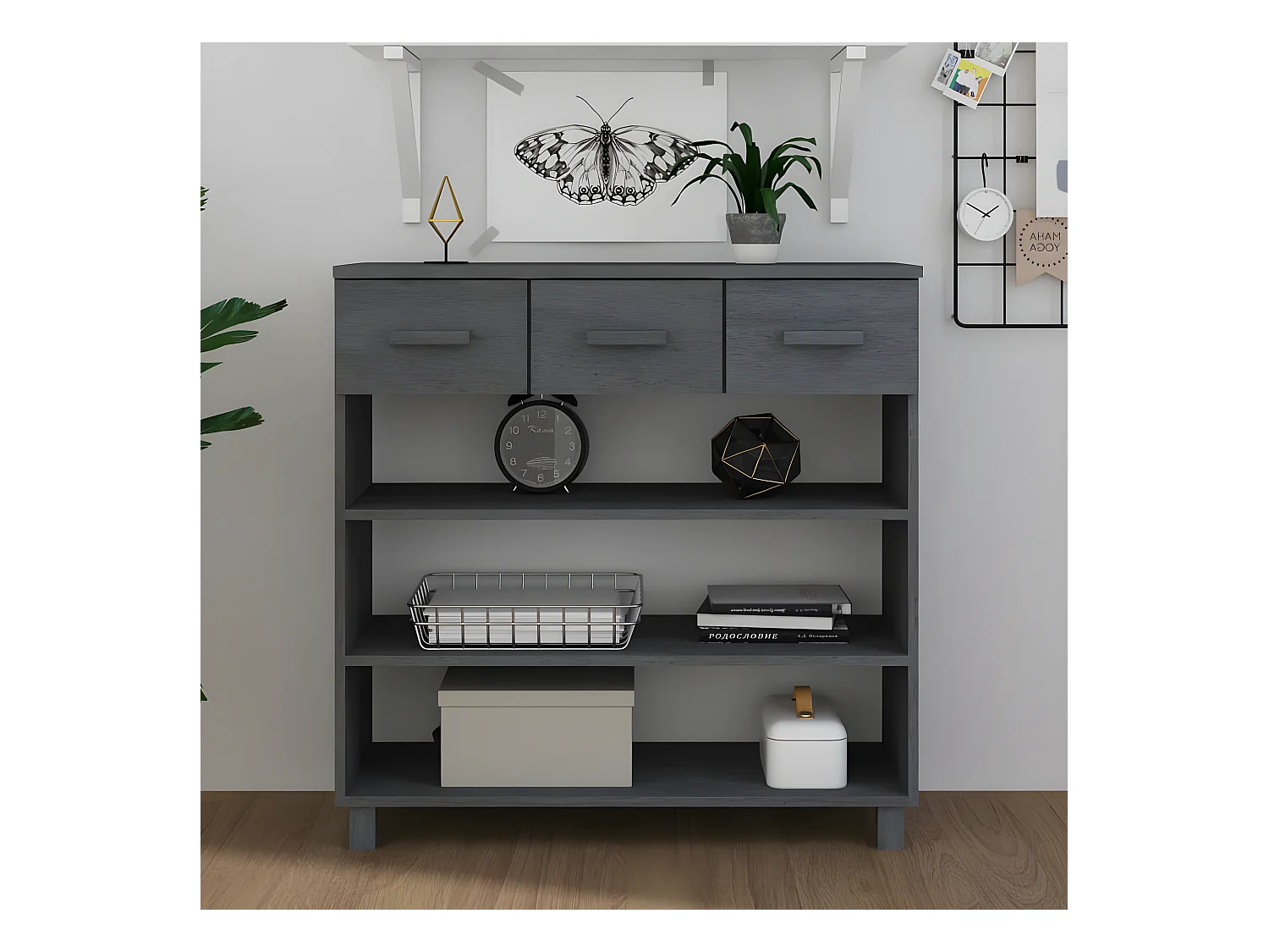 Table console HAMAR Gris foncé 90x35x90 cm Bois massif de pin GHR97349