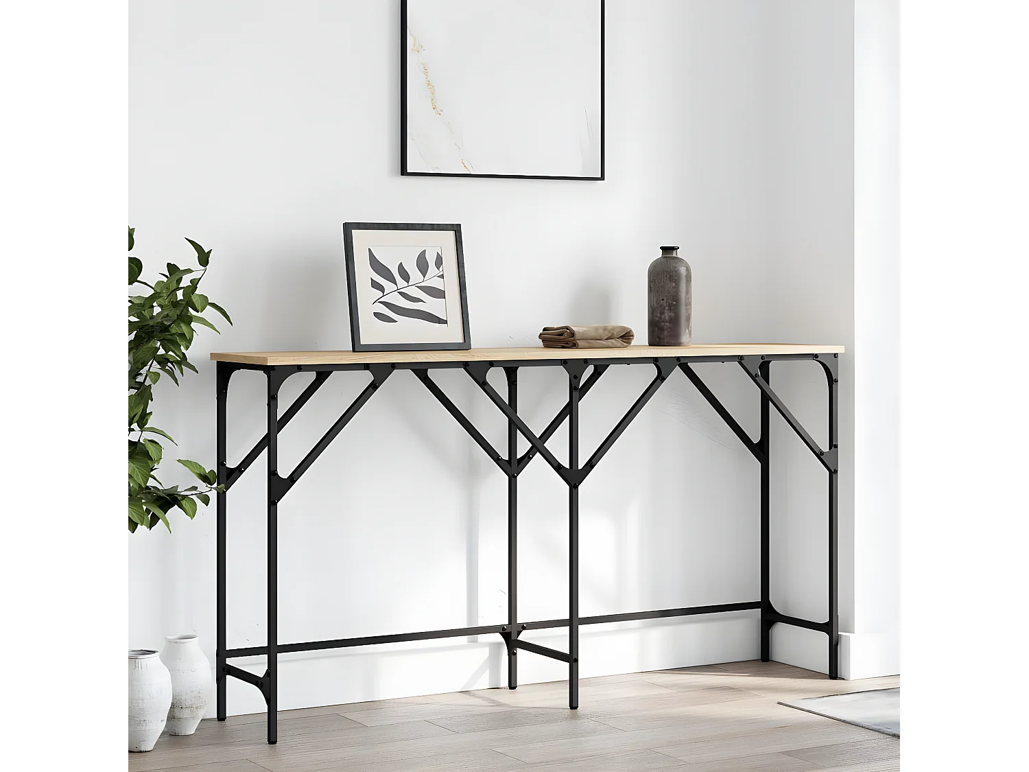 Mesa consola 140x29x75 cm derivados de madeira carvalho sonoma PT692747