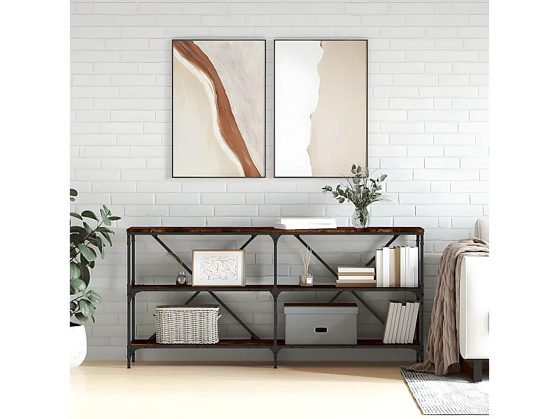 Konsolentisch,Flurtisch Räuchereiche 160x30x75 cm Holzwerkstoff und Eisen -gkd268281