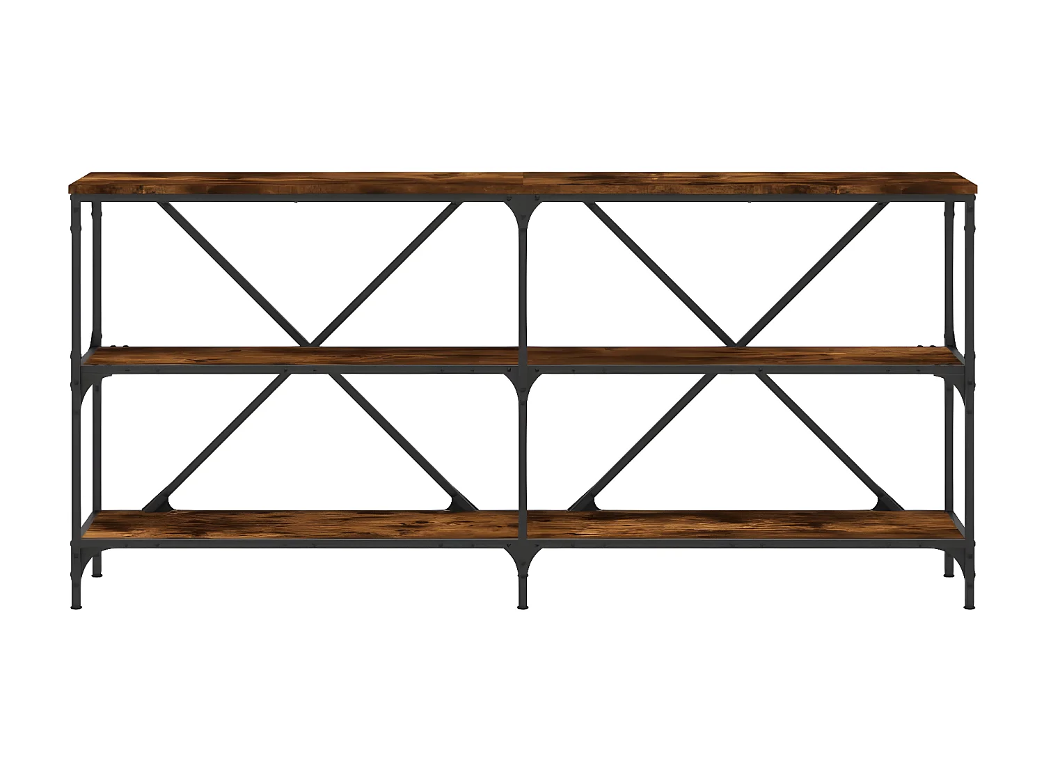 Table console chêne fumé 160x30x75 cm bois d'ingénierie et fer GHR61449