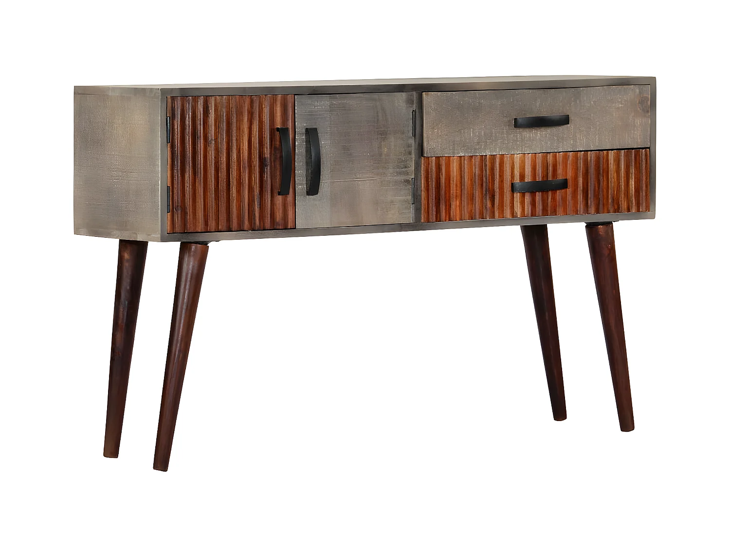 Mesa consola 120x35x75 cm mangueira áspera maciça cinzento PT880622
