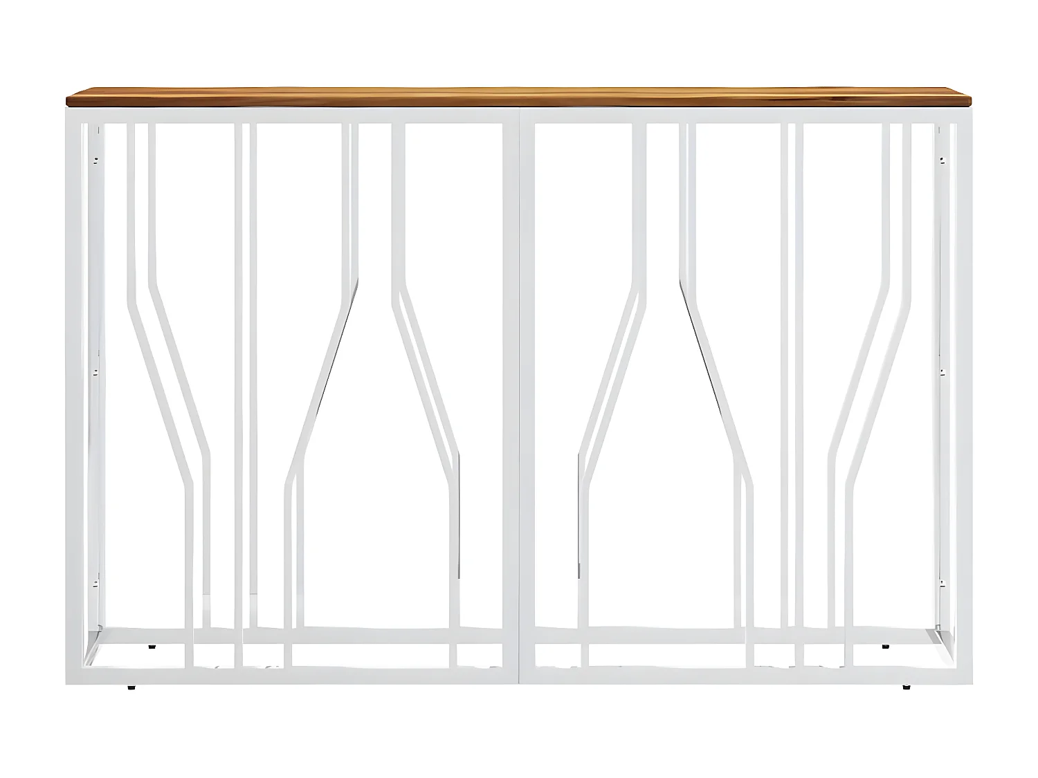 Table console argenté acier inoxydable et bois massif d'acacia GHR77722