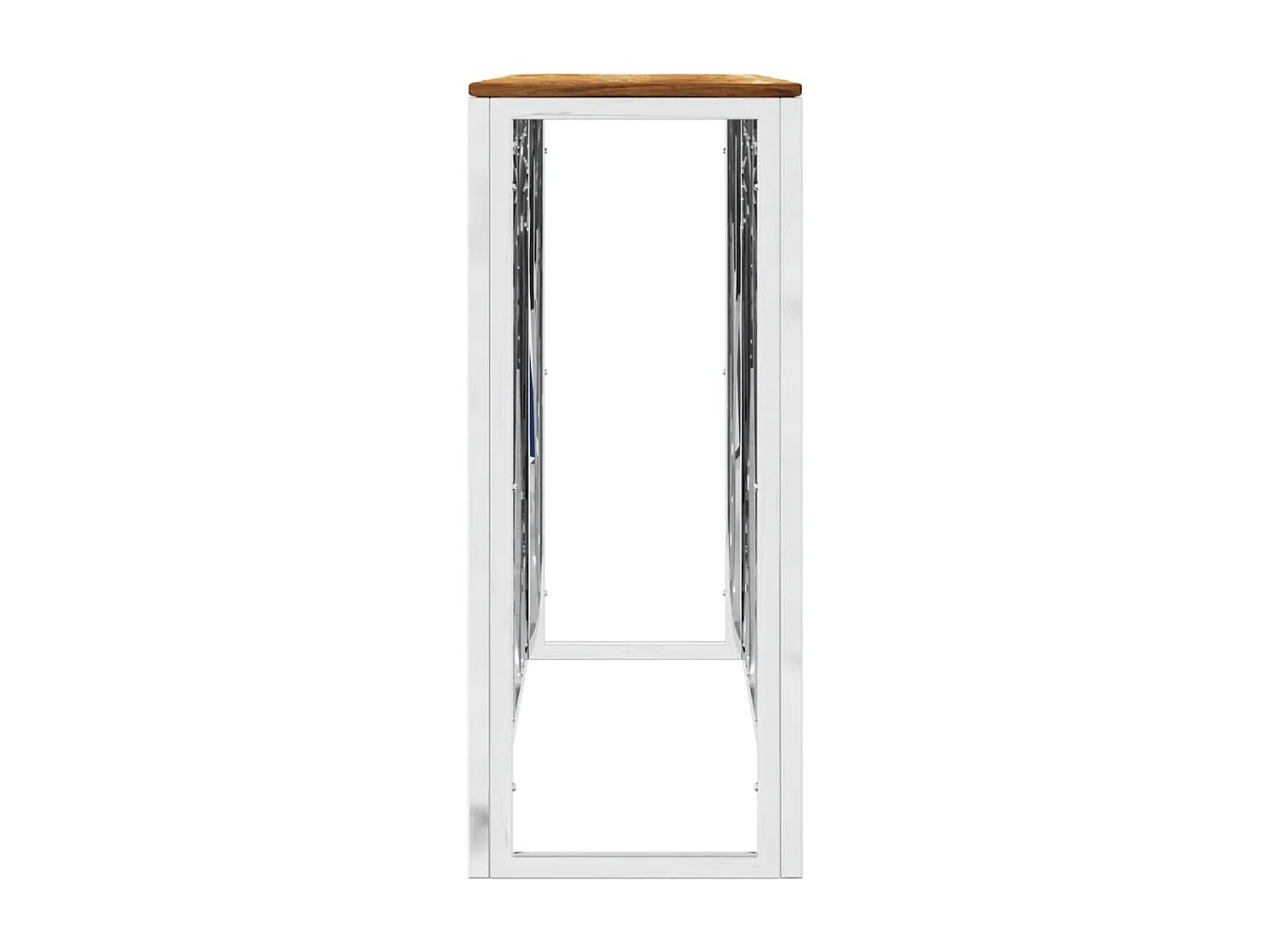 Table console argenté acier inoxydable et bois massif d'acacia GHR77722