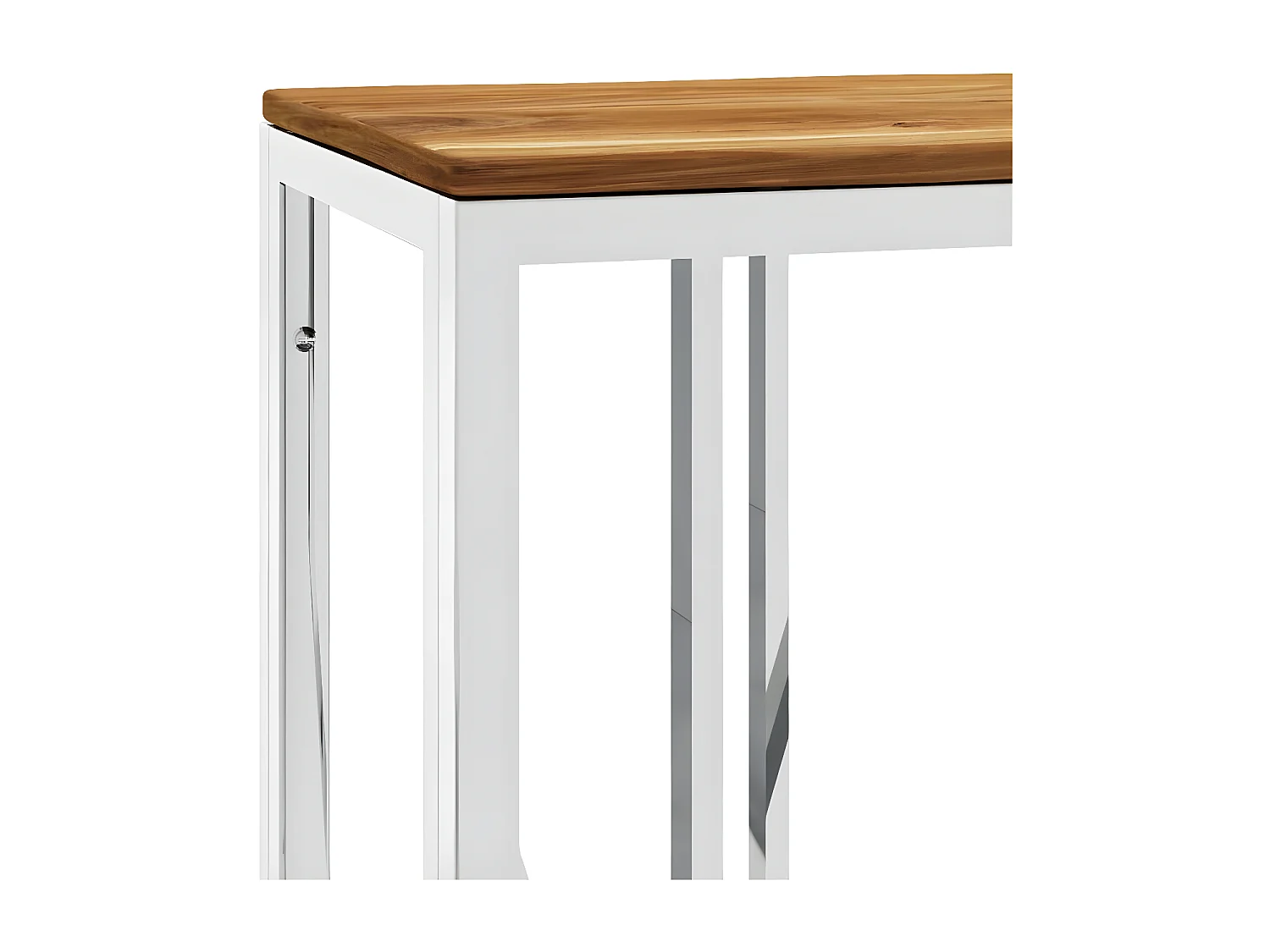 Table console argenté acier inoxydable et bois massif d'acacia GHR77722