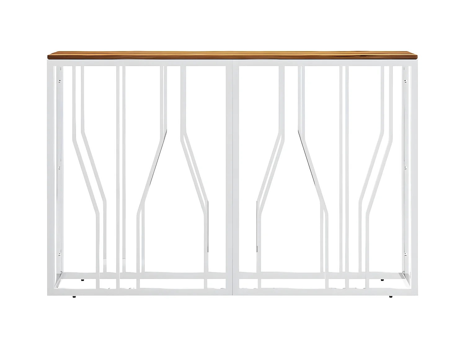 Table console argenté acier inoxydable et bois massif d'acacia GHR77722