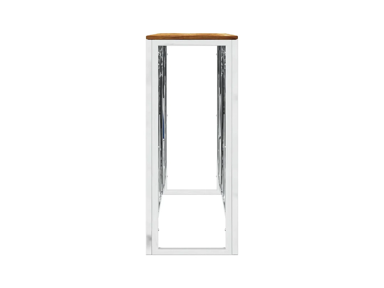 Table console argenté acier inoxydable et bois massif d'acacia GHR77722