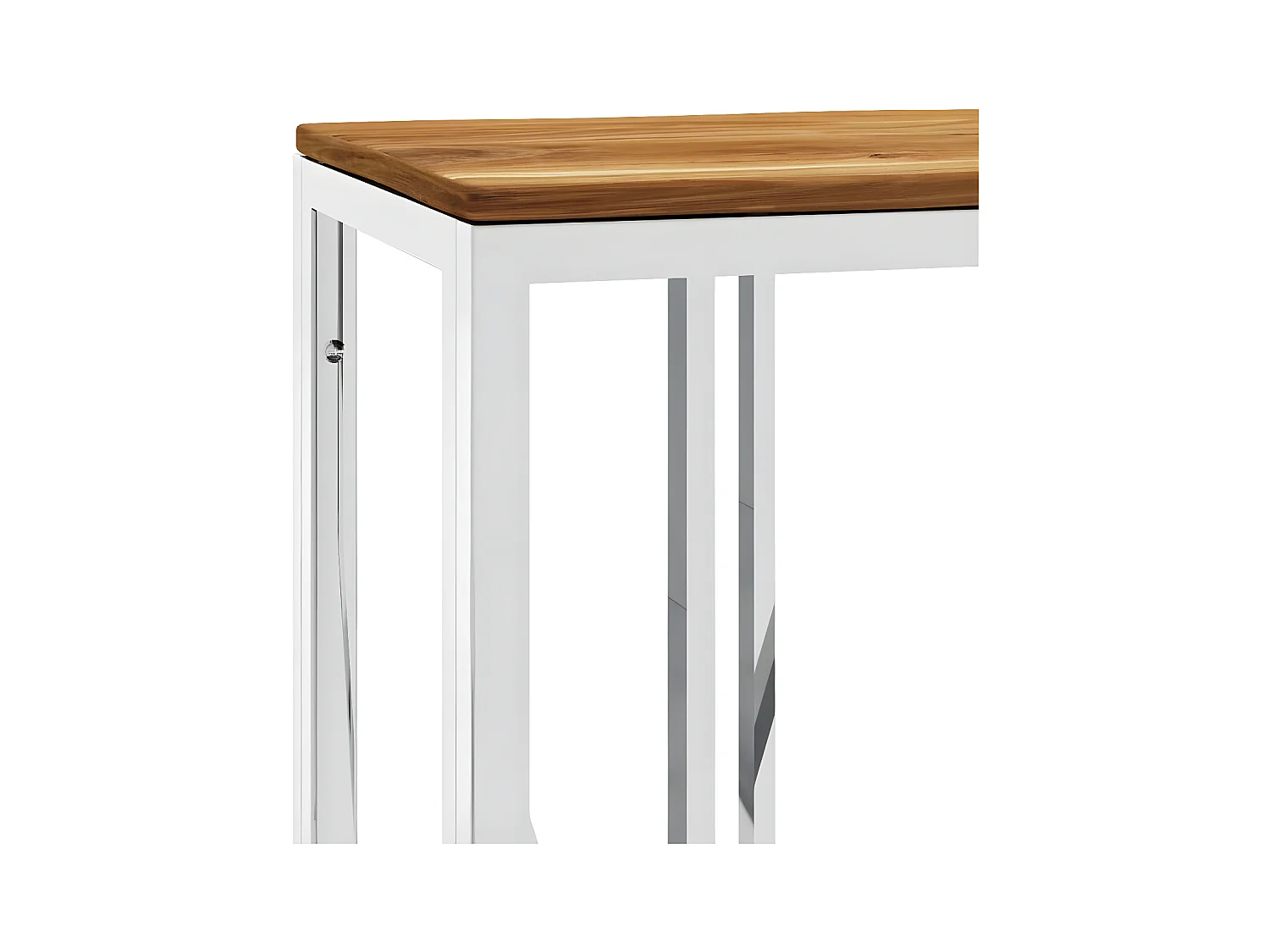 Table console argenté acier inoxydable et bois massif d'acacia GHR77722