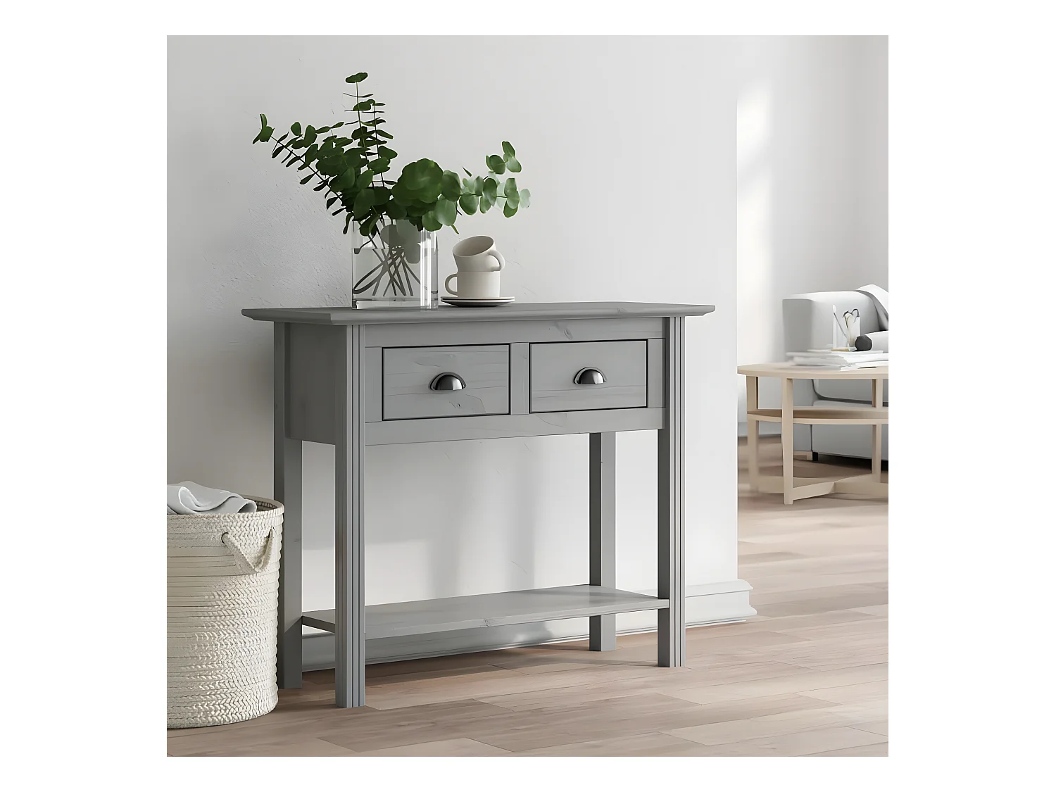 Table console BODO gris 90x34,5x73 cm bois de pin massif GHR13477