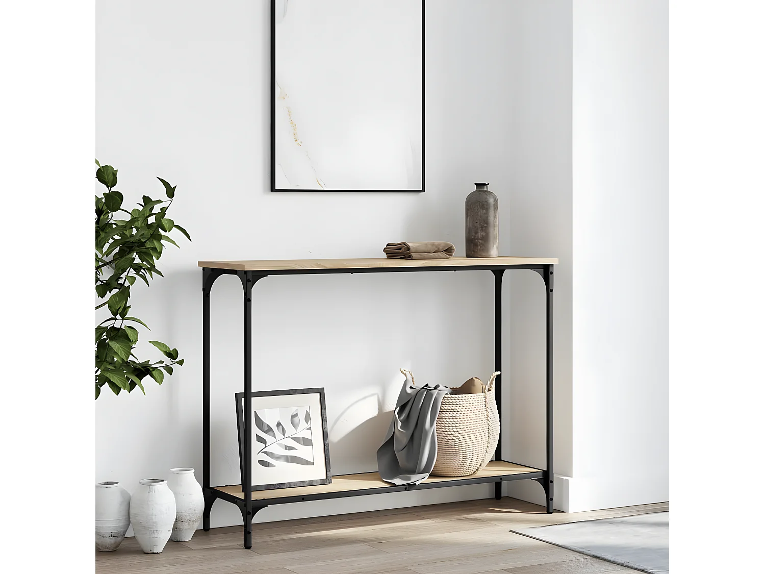 Table console chêne sonoma 101x30,5x75 cm bois d'ingénierie GHR33499