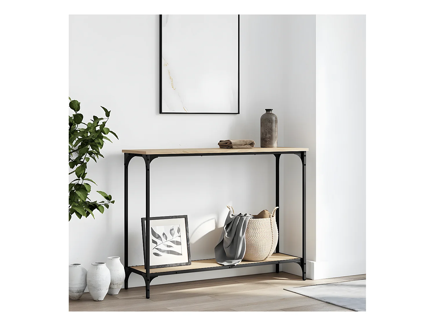 Table console chêne sonoma 101x30,5x75 cm bois d'ingénierie GHR33499