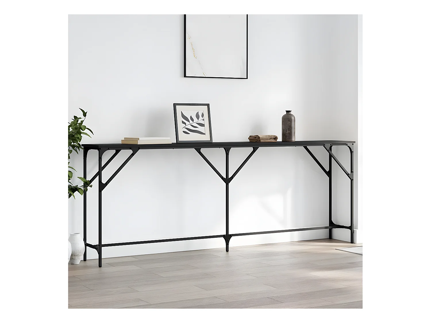 Table console noir 200x29x75 cm bois d'ingénierie GHR80606