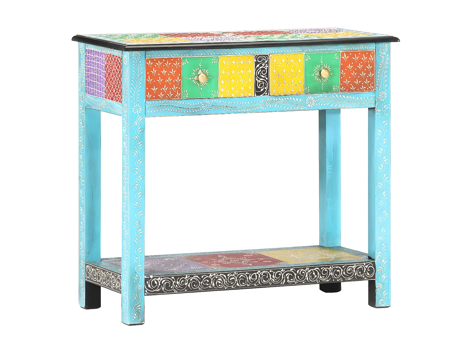 Table console peinte à la main 80x35x75 cm Bois de manguier GHR56569