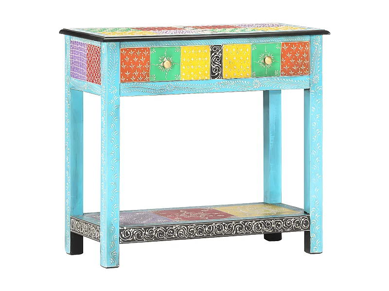 Table console peinte à la main 80x35x75 cm Bois de manguier GHR56569
