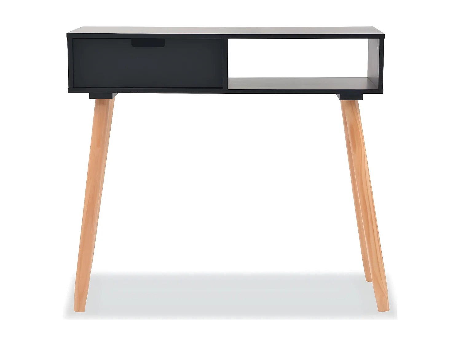 Table console Bois de pin massif 80 x 30 x 72 cm Noir GHR15407