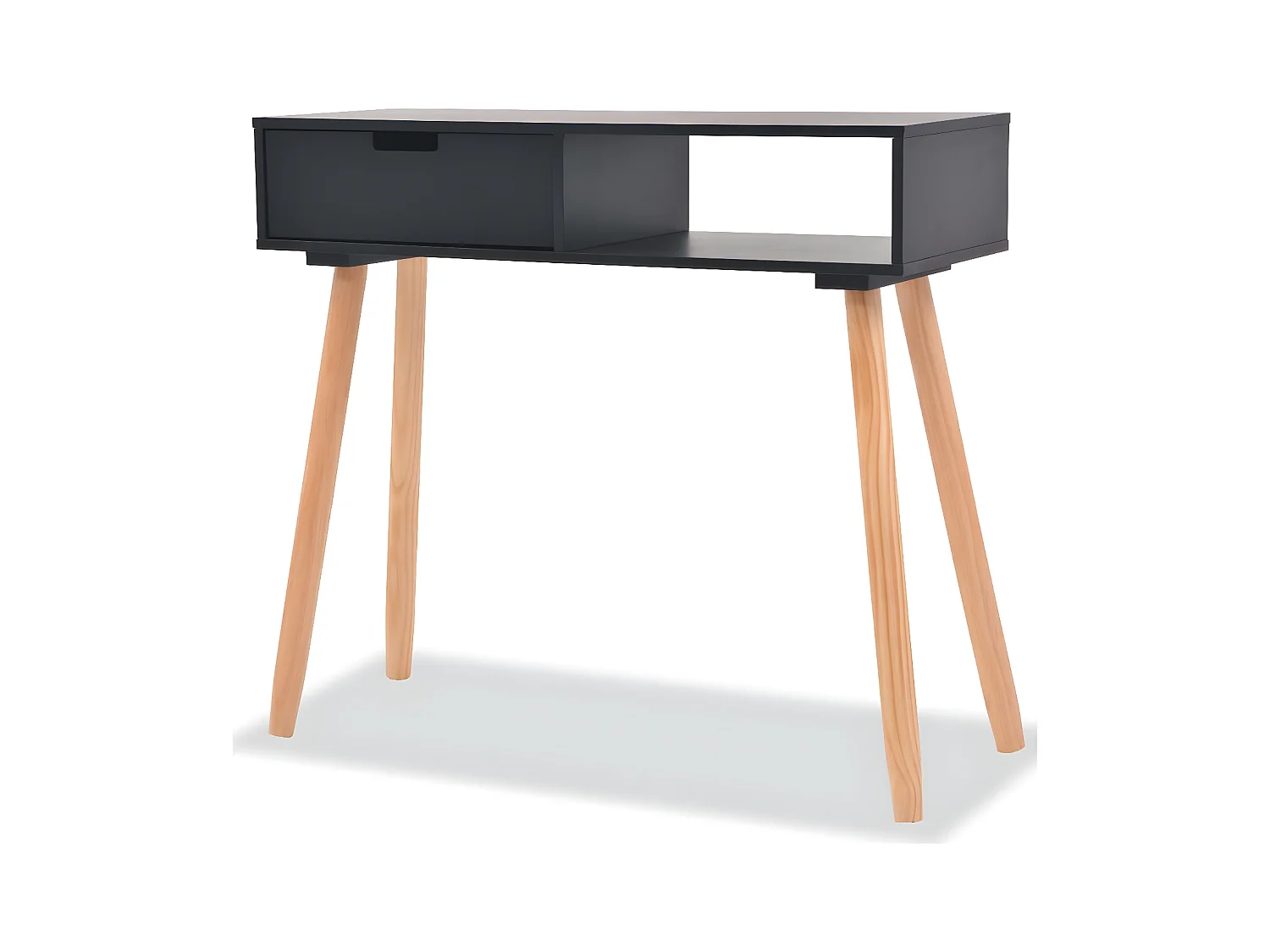 Table console Bois de pin massif 80 x 30 x 72 cm Noir GHR15407
