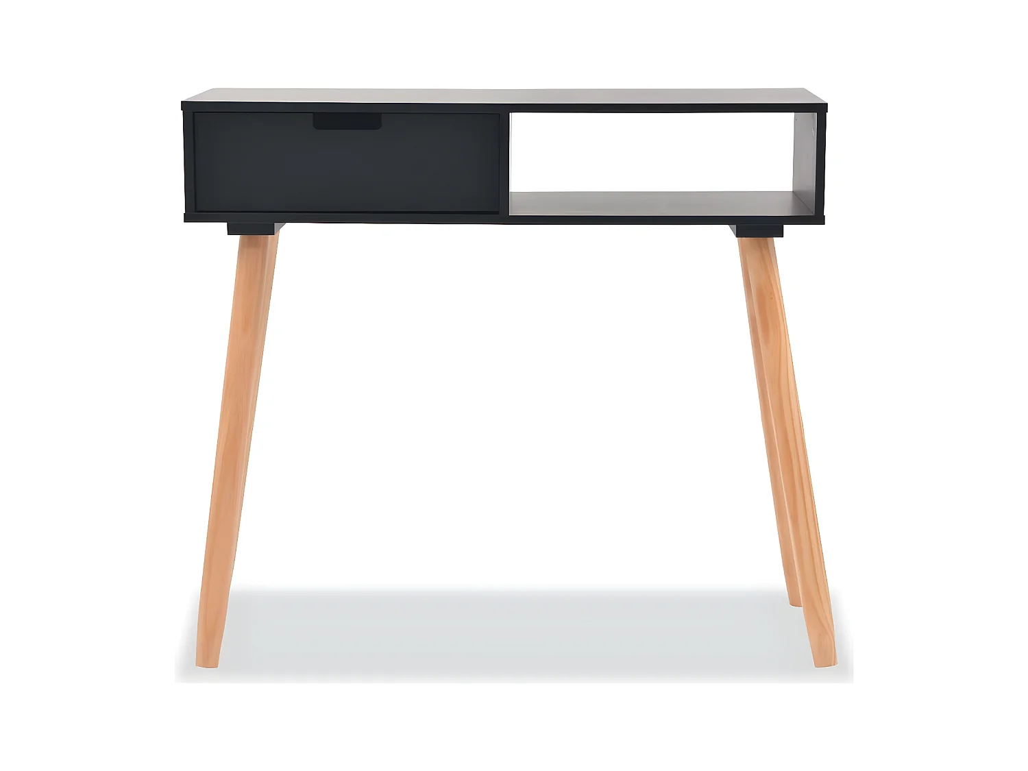 Konsolentisch,Flurtisch Kiefernholz Massiv 80 x 30 x 72 cm Schwarz -gkd787107
