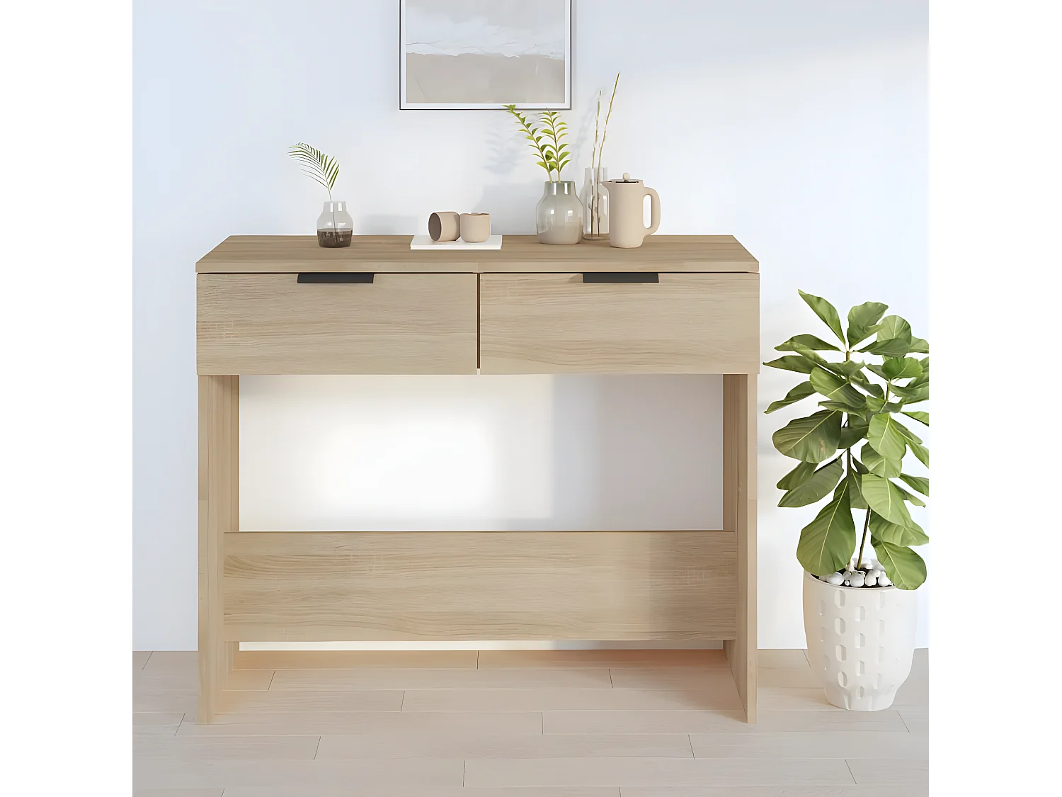 Mesa consola de madera contrachapada roble Sonoma 90x36x75 cm ES436721