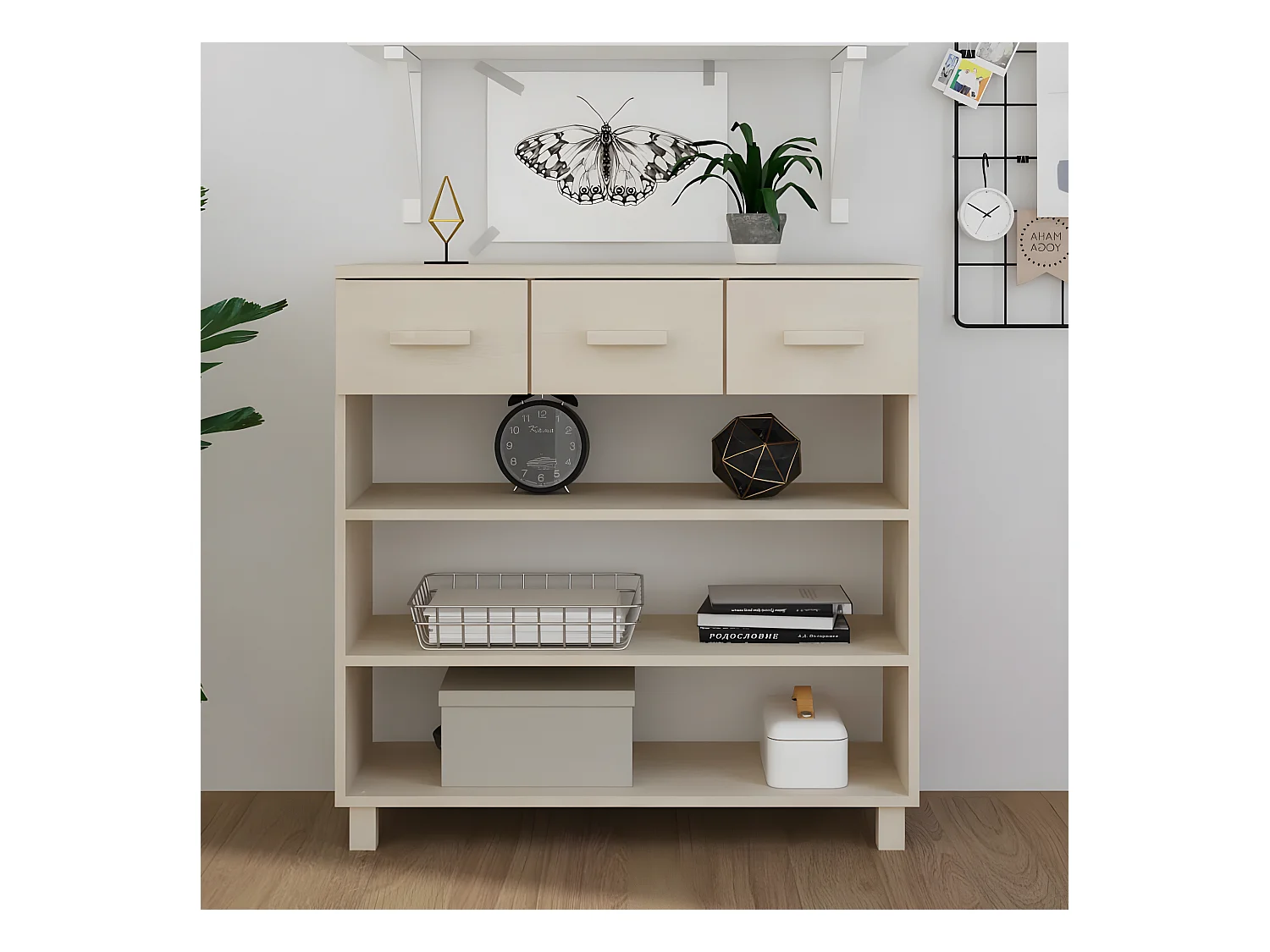 Wandtafel HAMAR 90x35x90 cm massief grenenhout honingbruin NL439833