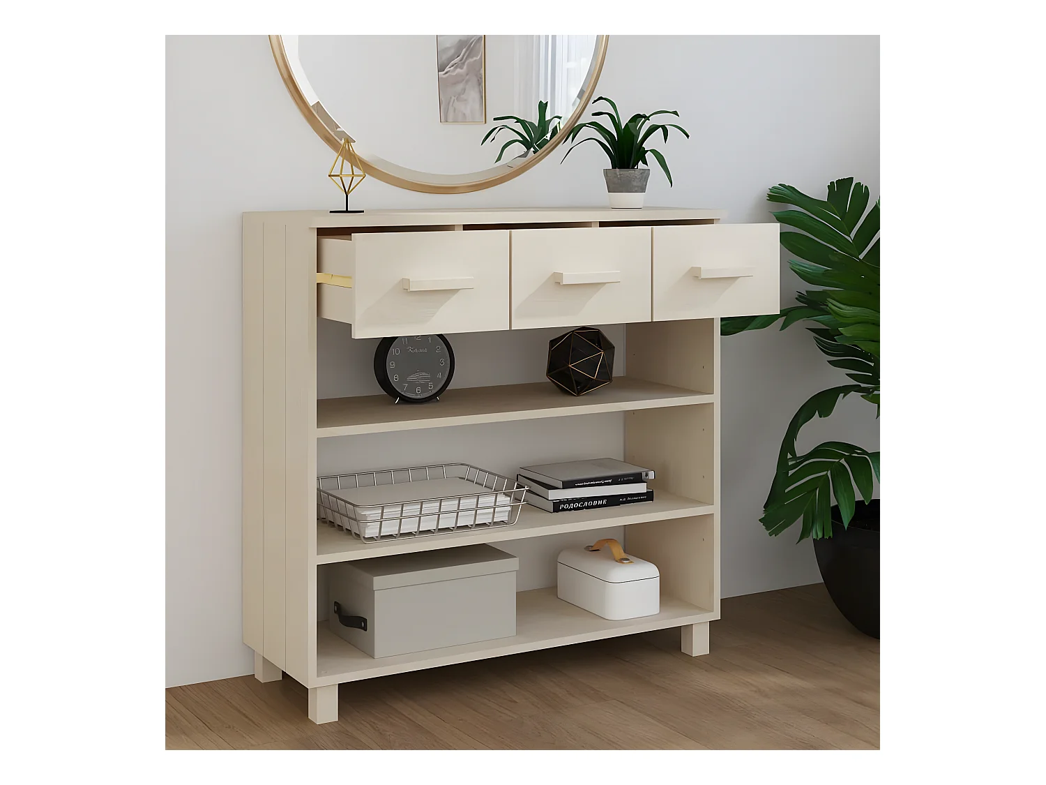 Wandtafel HAMAR 90x35x90 cm massief grenenhout honingbruin NL439833