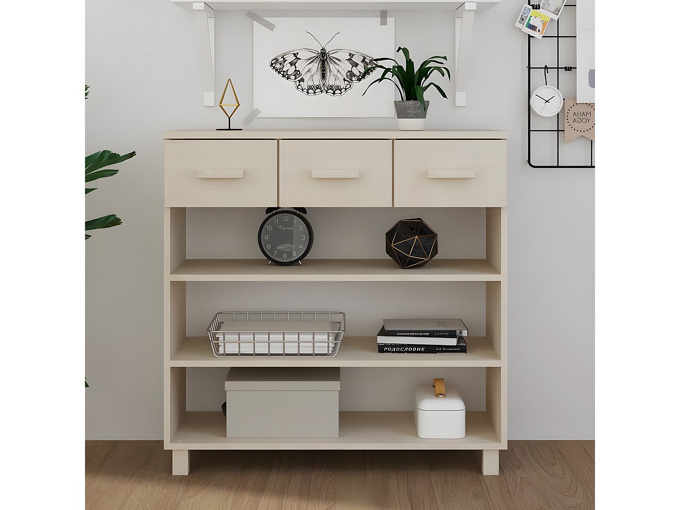 Table Console En Pin Massif – Marron Miel – 100x35x75 Cm – Bois Massif