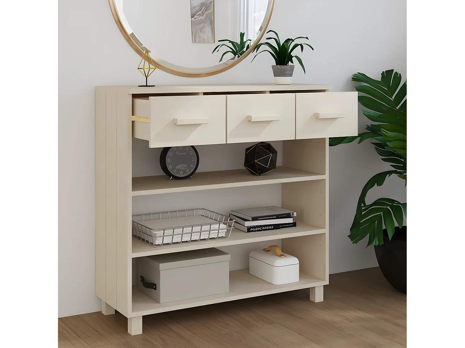 Table console HAMAR Marron miel 90x35x90 cm Bois massif de pin GHR52986