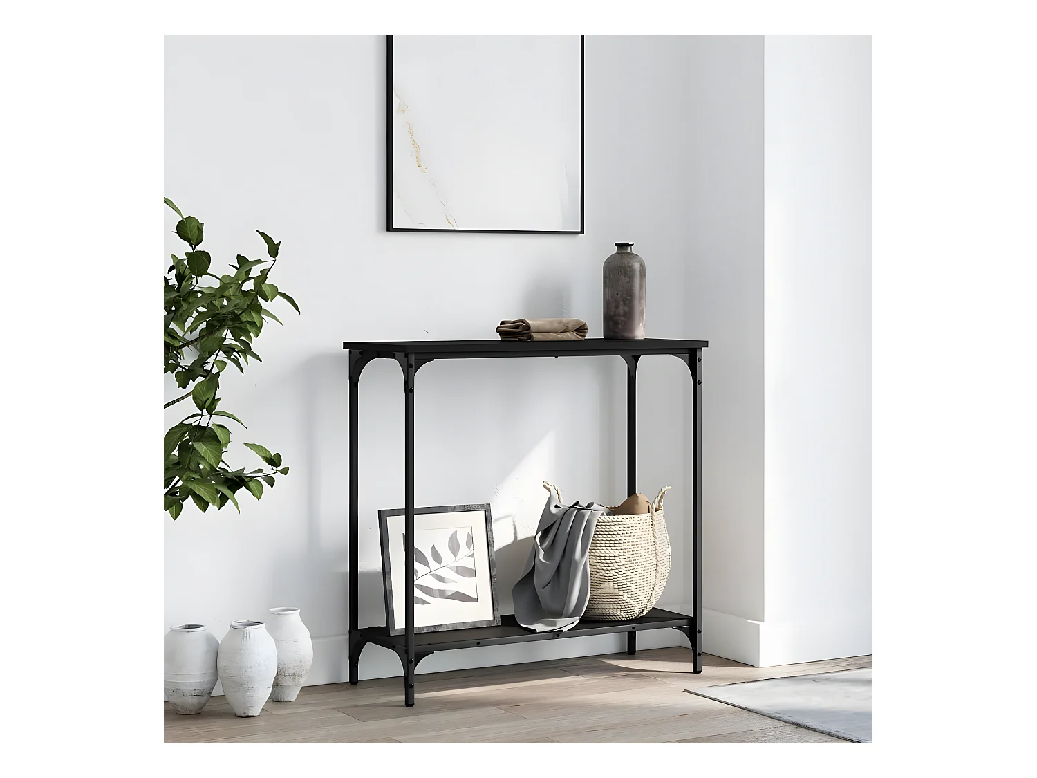 Table console noir 75x30,5x75 cm bois d'ingénierie GHR36169