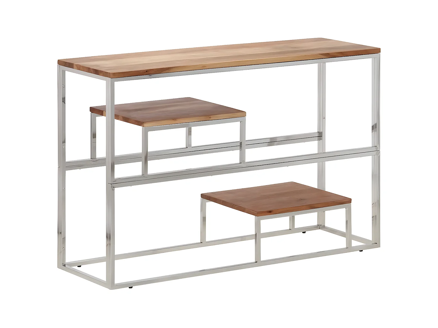 Konsolentisch,Flurtisch Silbern Edelstahl und Massivholz Akazie -gkd557240