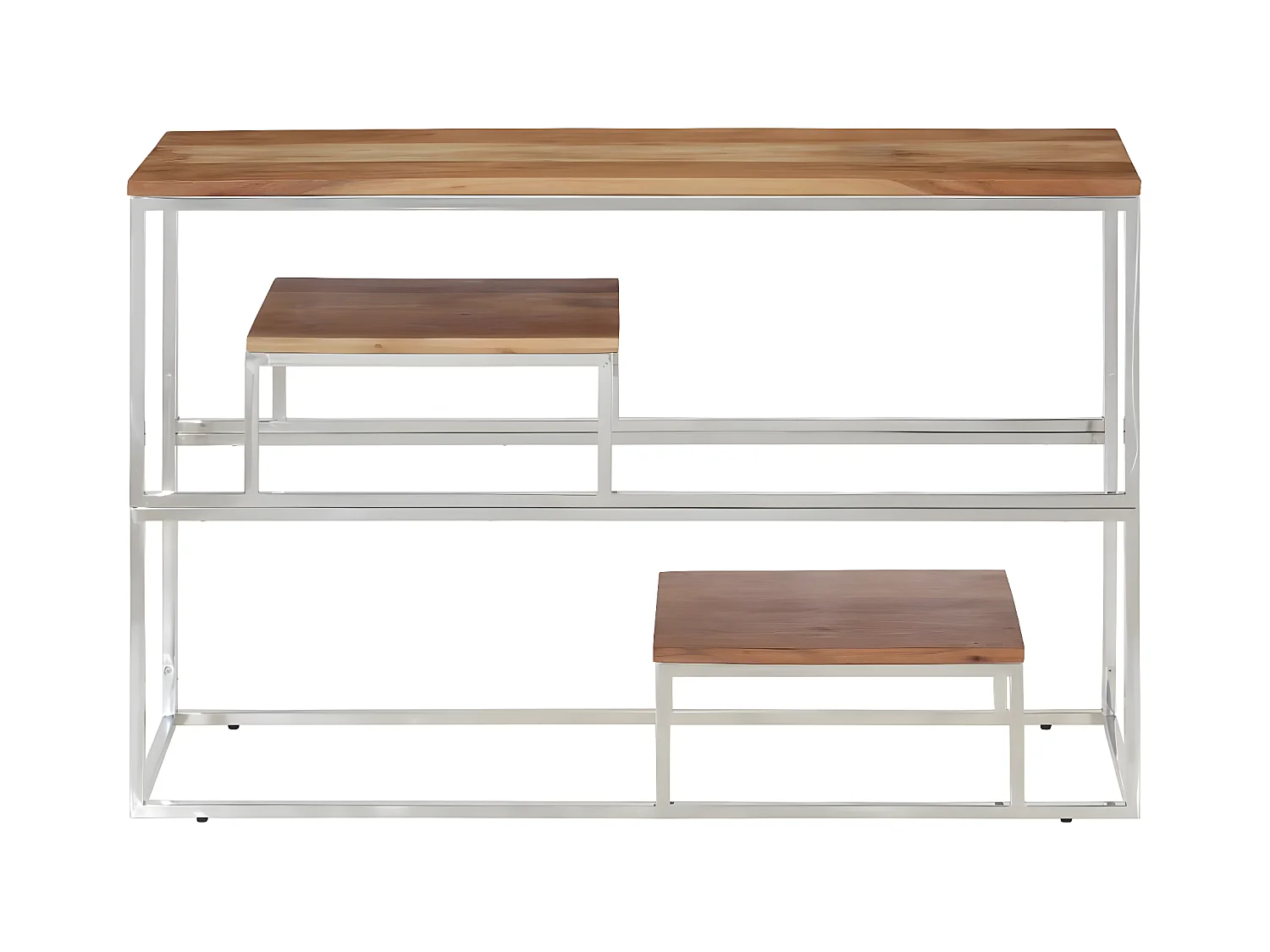 Konsolentisch,Flurtisch Silbern Edelstahl und Massivholz Akazie -gkd557240