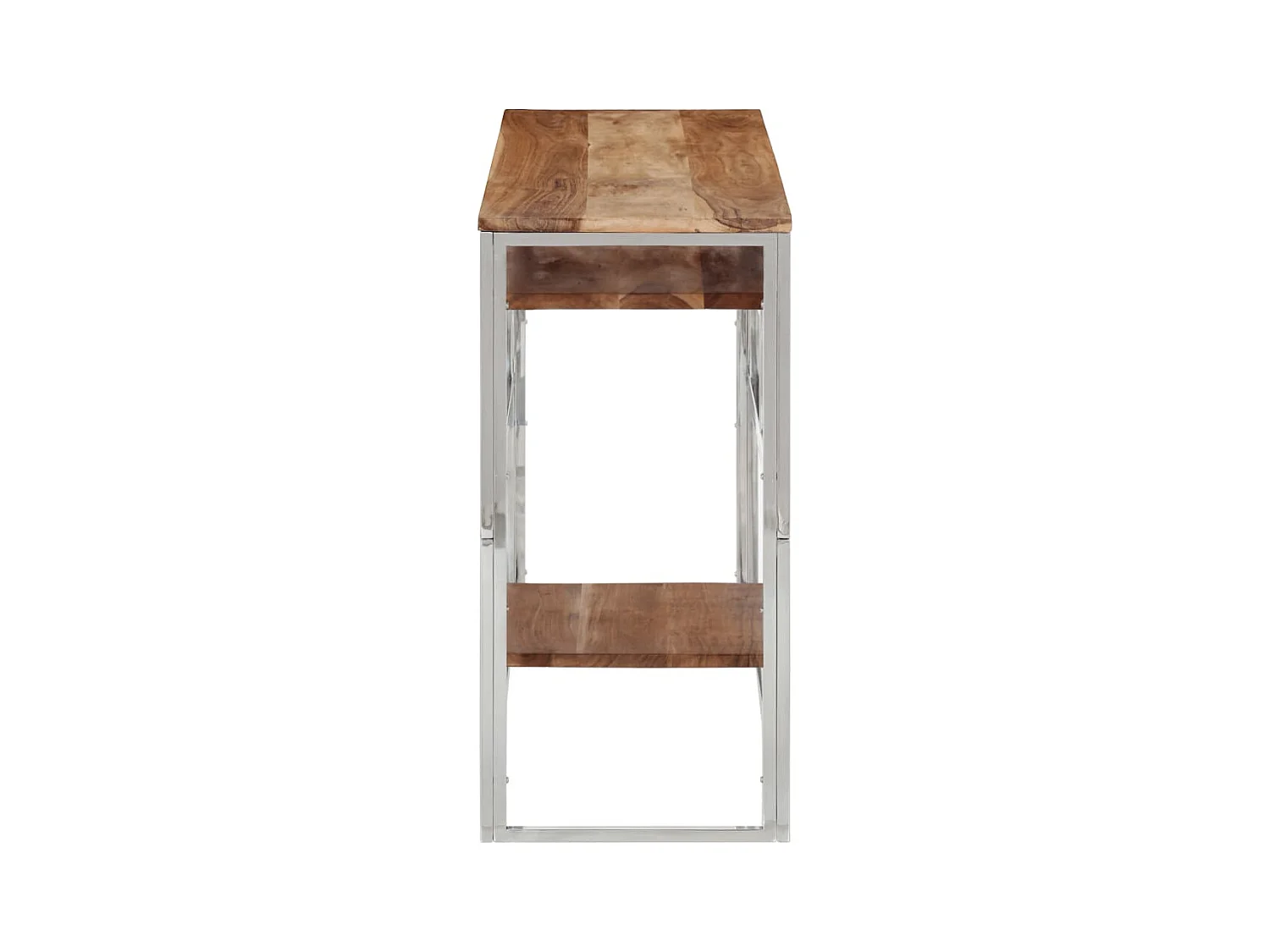 Konsolentisch,Flurtisch Silbern Edelstahl und Massivholz Akazie -gkd557240