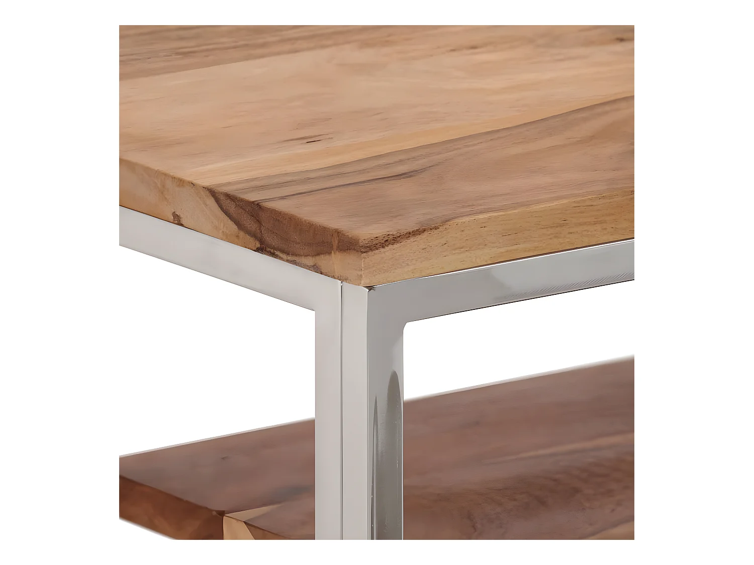 Konsolentisch,Flurtisch Silbern Edelstahl und Massivholz Akazie -gkd557240
