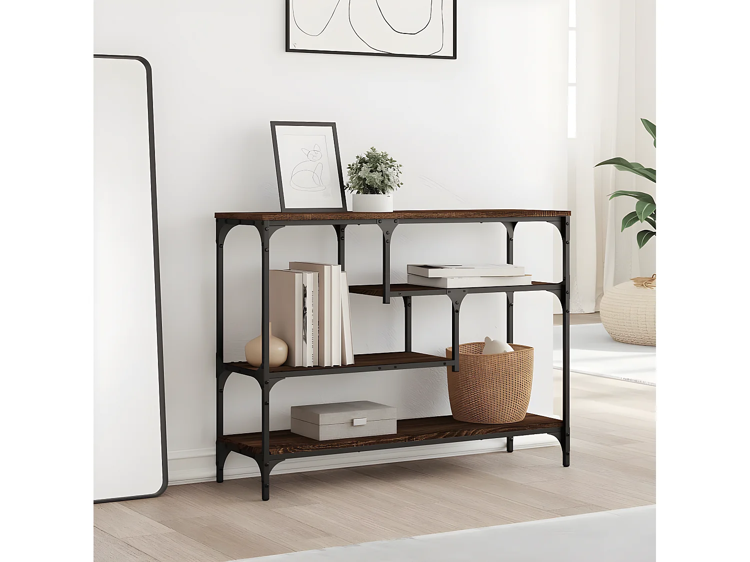 Table console chêne marron 100x30x75 cm bois d'ingénierie GHR25701