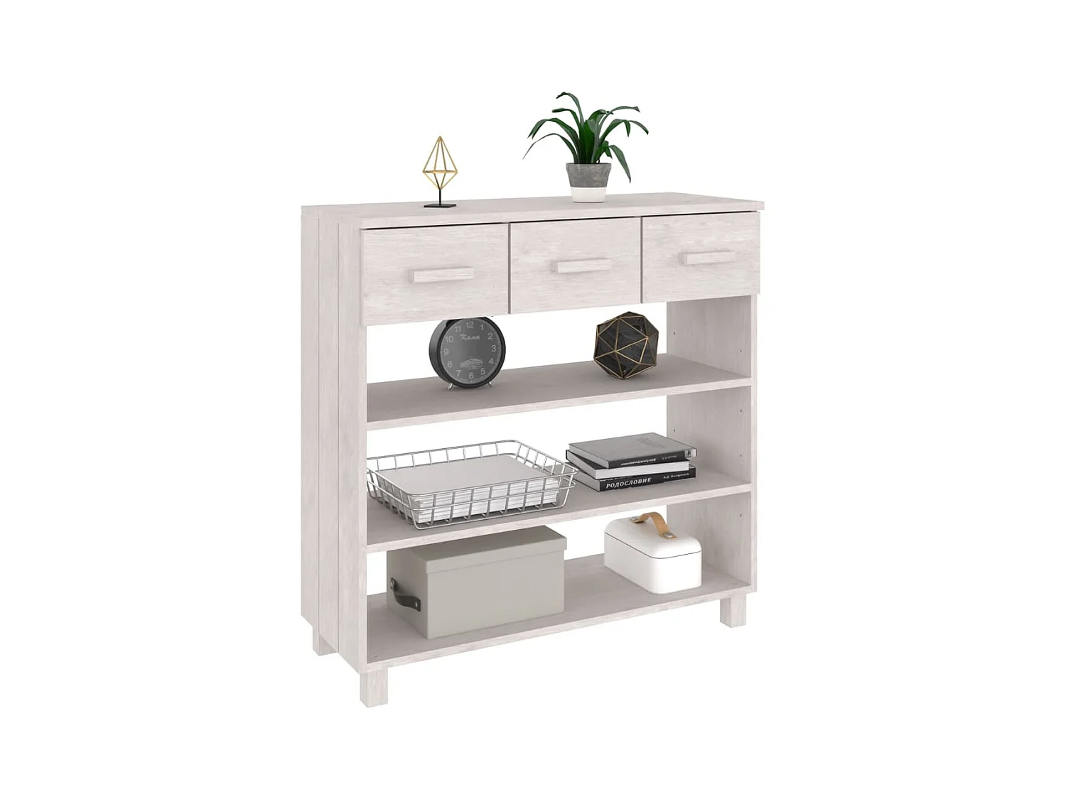 Table console HAMAR Blanc 90x35x90 cm Bois massif de pin GHR53727