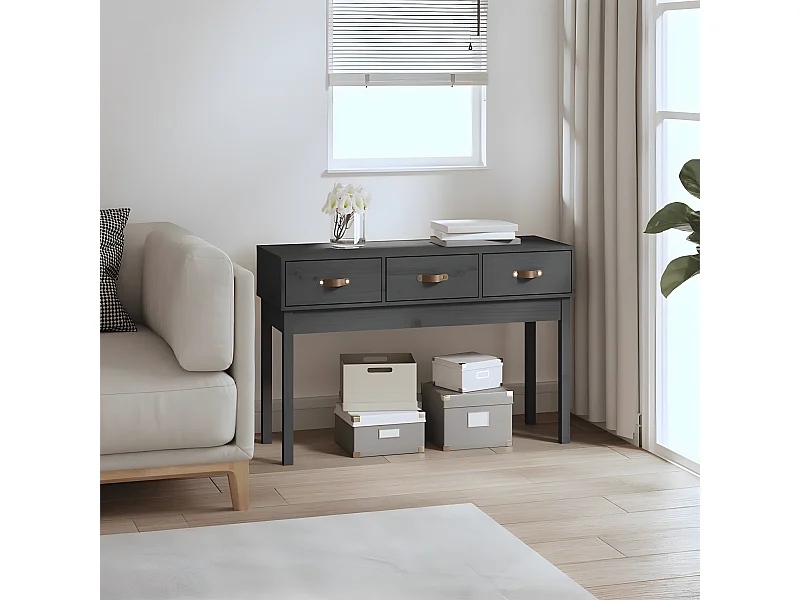 Table console Gris 114x40x75 cm Bois massif de pin GHR19815