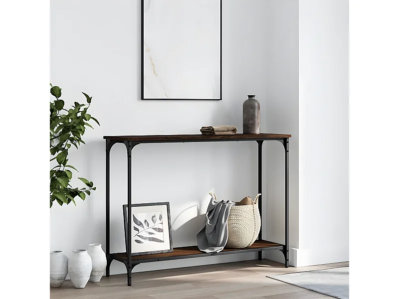 Table console chêne marron 101x30,5x75 cm bois d'ingénierie GHR73111