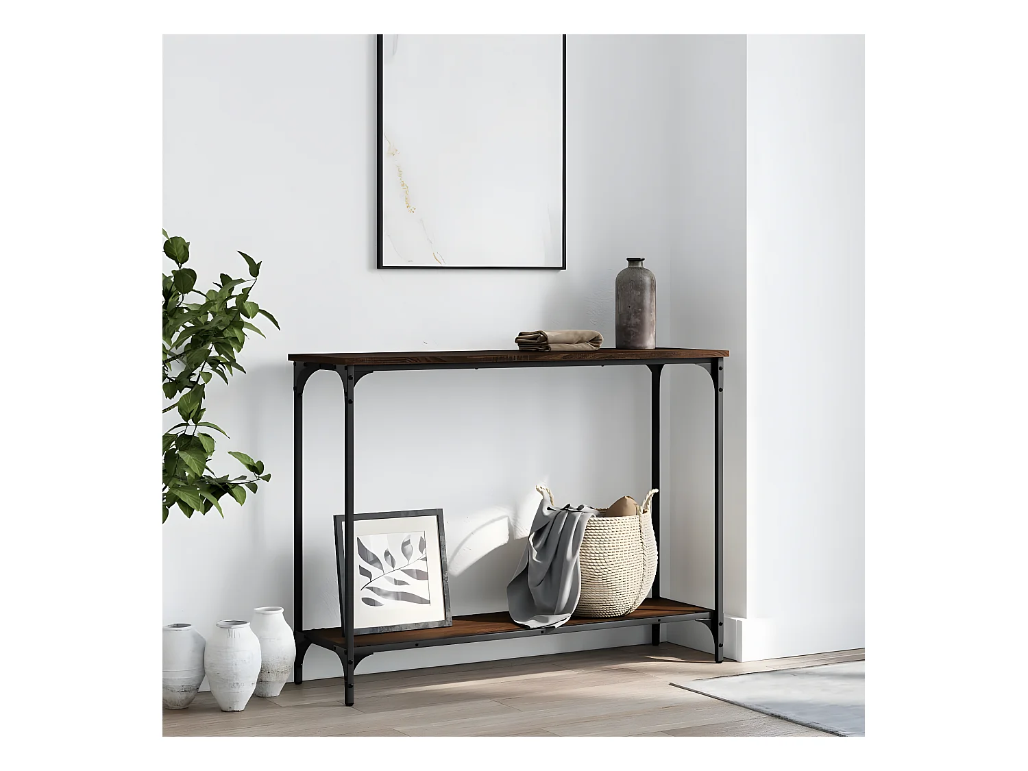 Table console chêne marron 101x30,5x75 cm bois d'ingénierie GHR73111