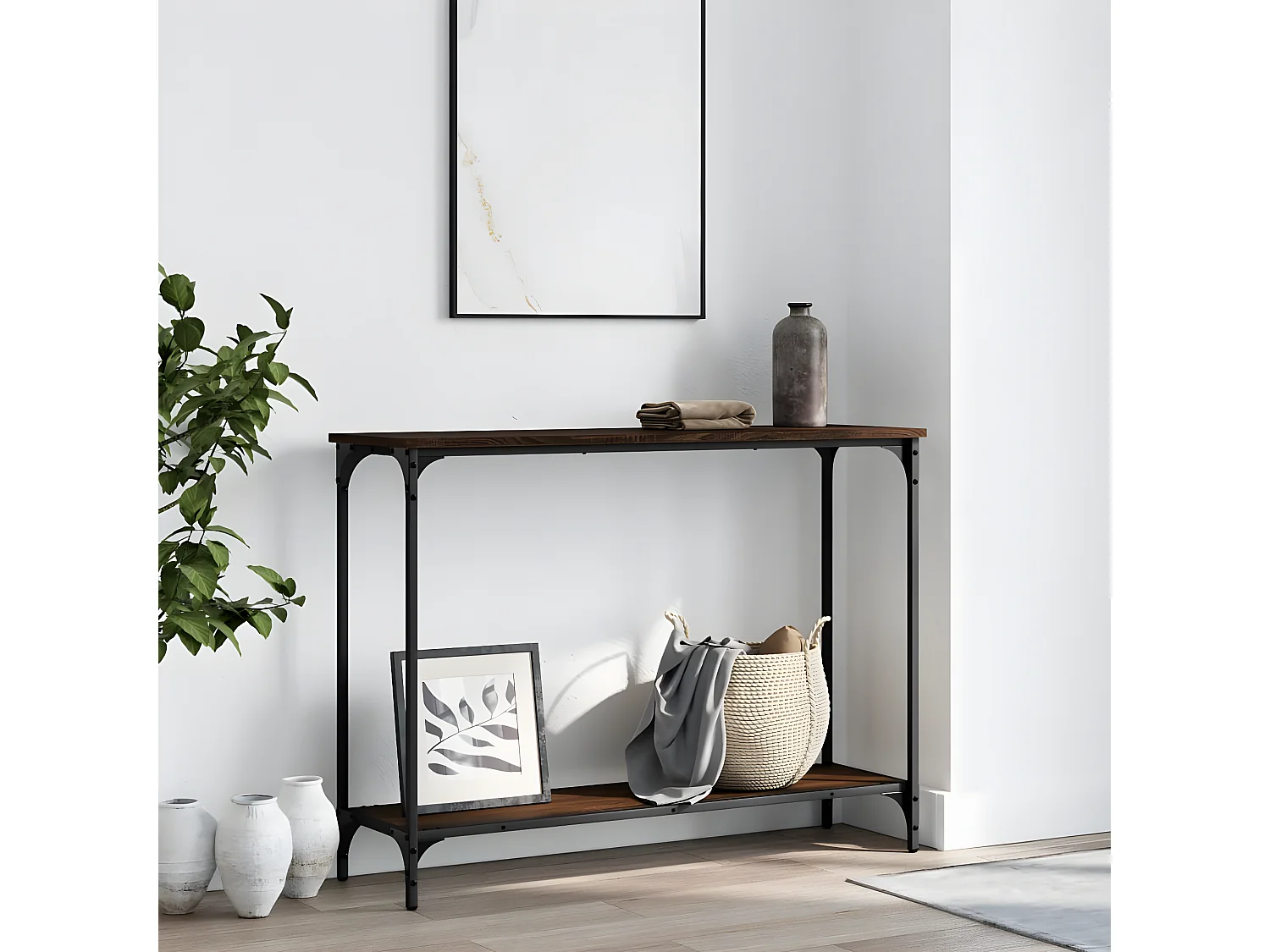 Table console chêne marron 101x30,5x75 cm bois d'ingénierie GHR73111