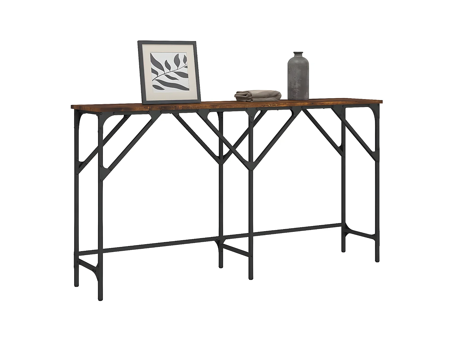 Table console chêne fumé 140x29x75 cm bois d'ingénierie GHR29346