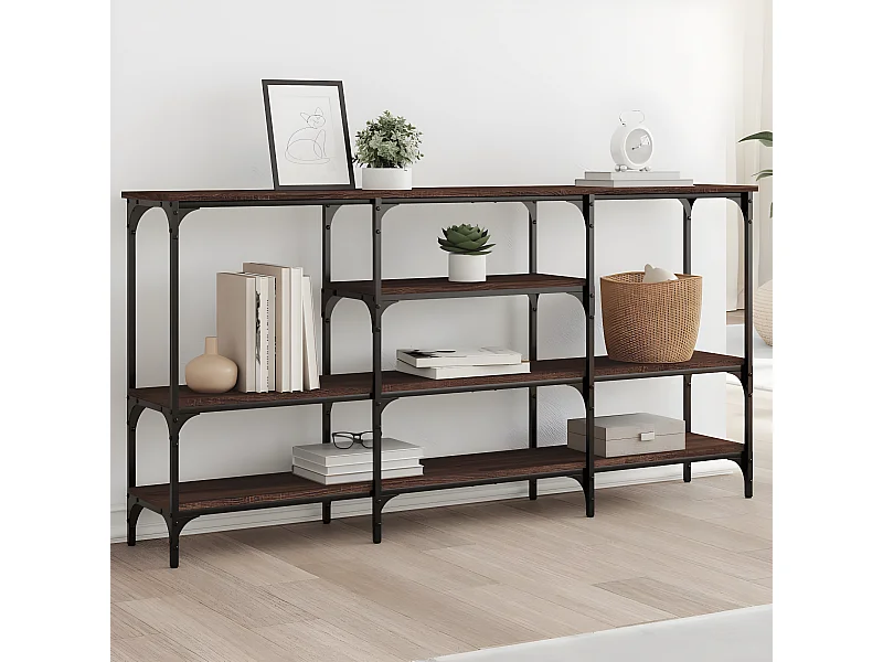 Mesa consola madera de ingeniería marrón roble 160x29x80 cm ES225791