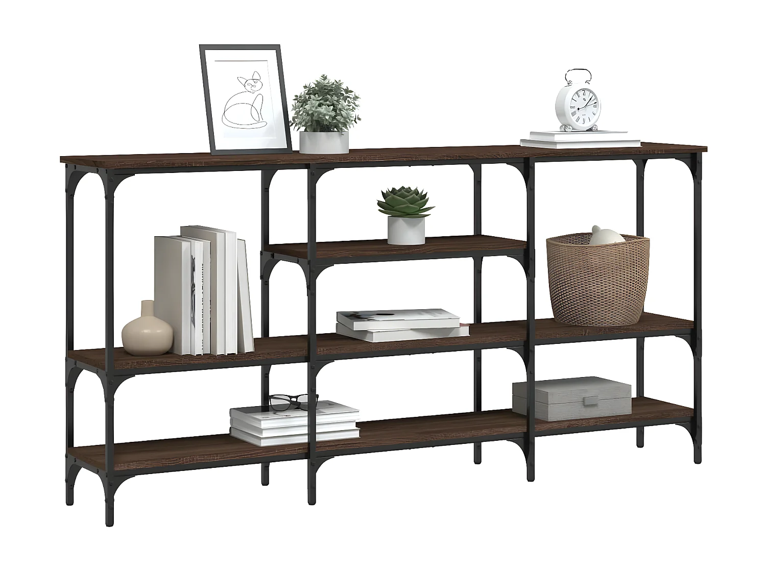 Table console chêne marron 160x29x80 cm bois d'ingénierie GHR23034