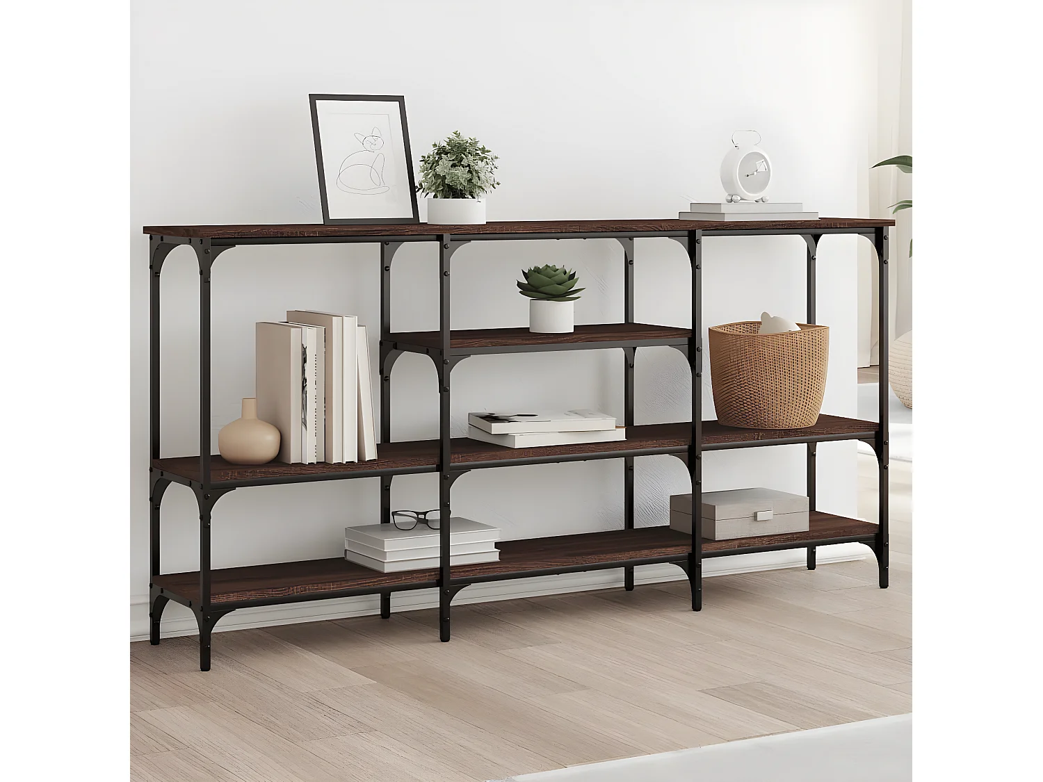 Table console chêne marron 160x29x80 cm bois d'ingénierie GHR23034