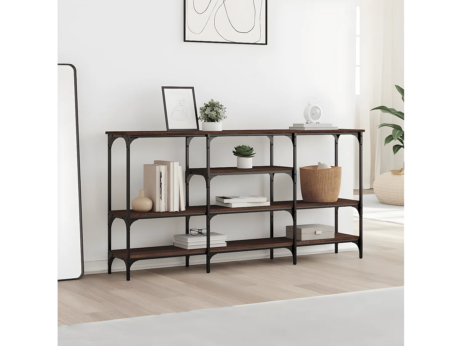 Table console chêne marron 160x29x80 cm bois d'ingénierie GHR23034