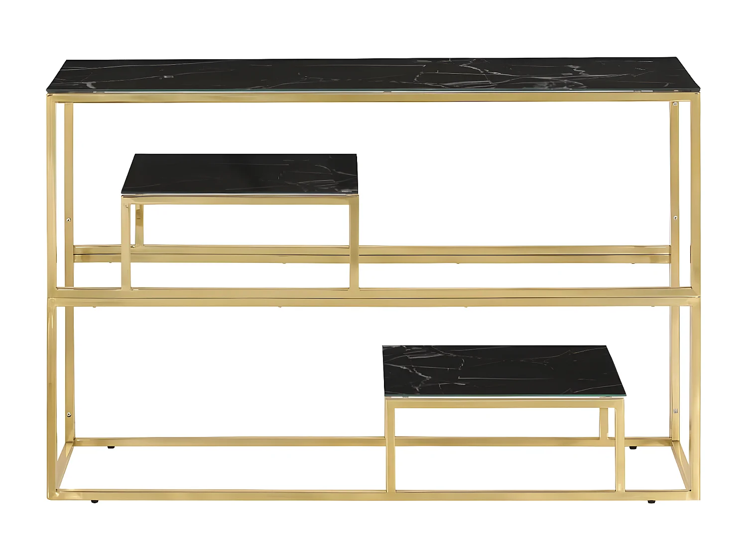 Table console doré acier inoxydable et verre trempé GHR88978