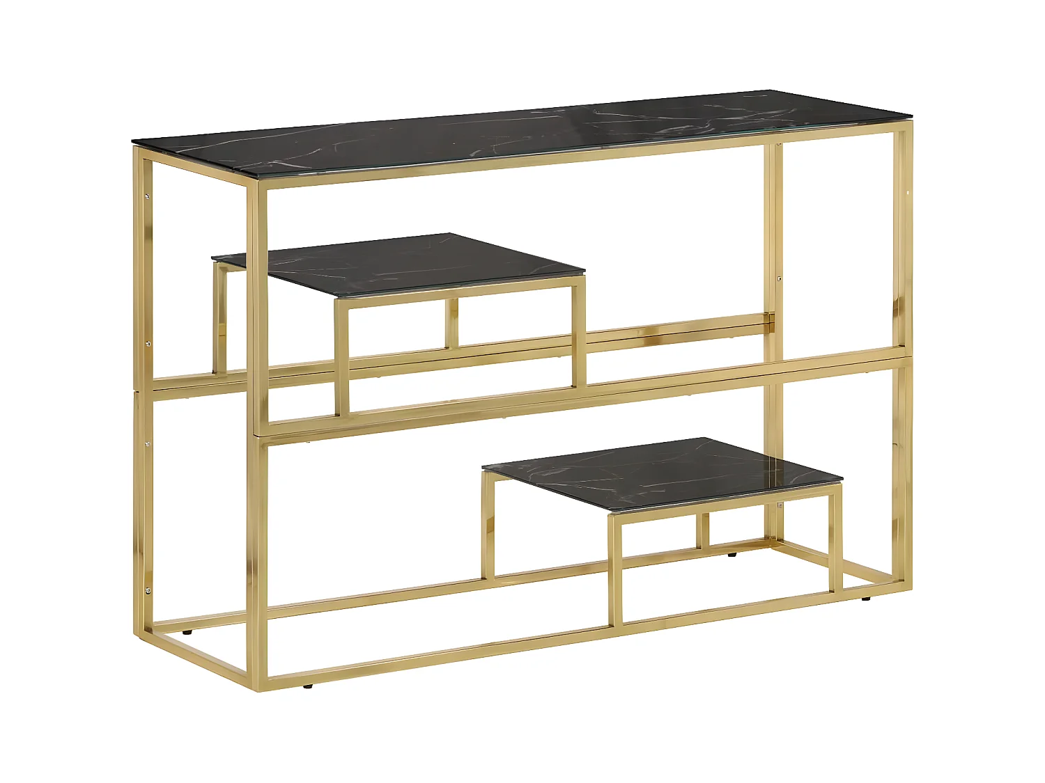 Mesa consola acero inoxidable dorado y vidrio templado ES263699