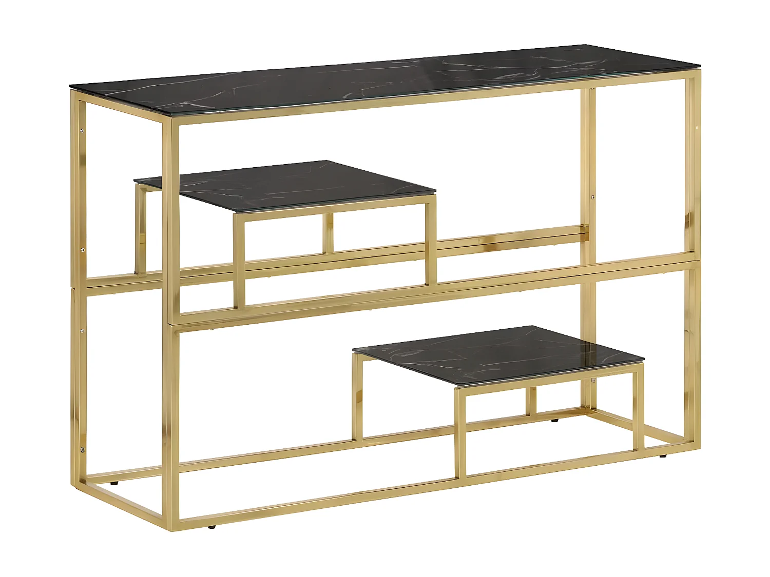 Table console doré acier inoxydable et verre trempé GHR88978