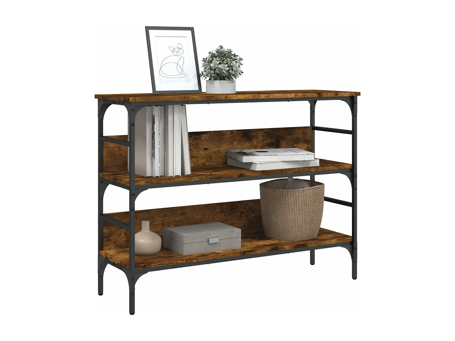 Table console chêne fumé 100x32x75 cm bois d'ingénierie GHR56277