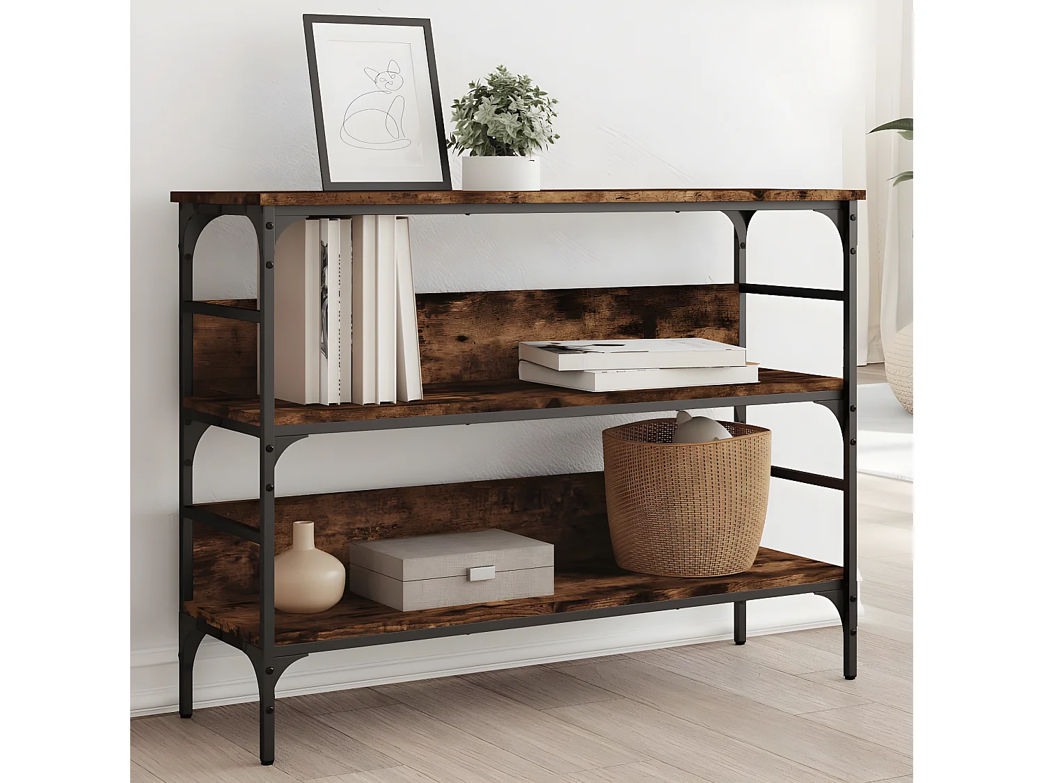 Konsolentisch,Flurtisch Räuchereiche 100x32x75 cm Holzwerkstoff -gkd697446